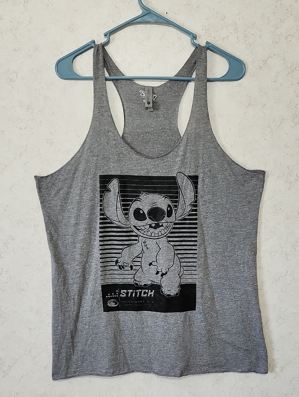 Heather Grey Racerback Tank Top Stitch Graphic Lightweight Summer Casual New